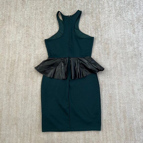 3 for $6 Solemio Bodycon Cocktail Summer Faux Leather Peplum Dress S - Picture 4 of 9